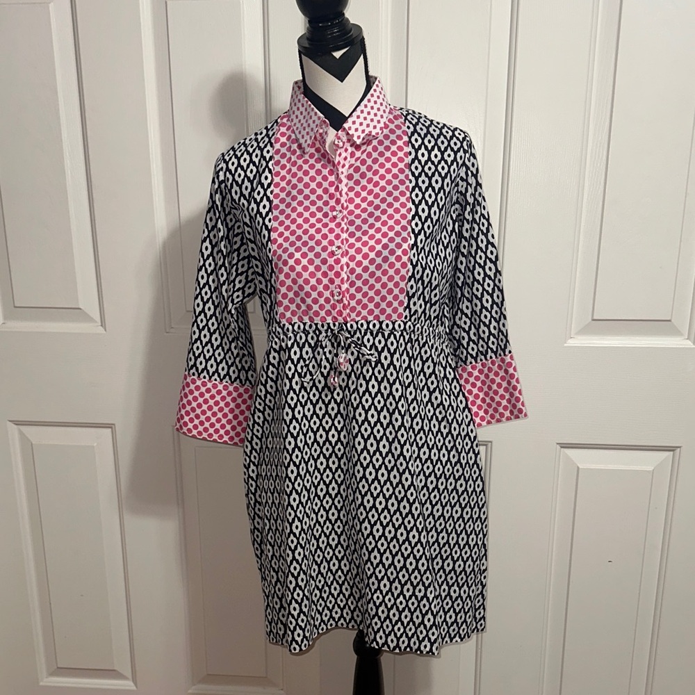 Gretchen Scott Designs Pink Black and White Patterned Dress